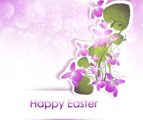 Happy easter flower shiny background vector 02