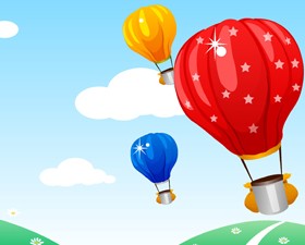 Hot Air Balloon and beautiful views vector 01
