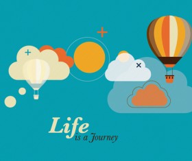 Hot air balloon and clouds creative vector