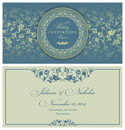 Elegant Invitations vintage style design vector 05