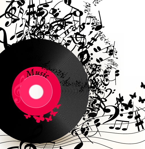 LP with music vector background 02