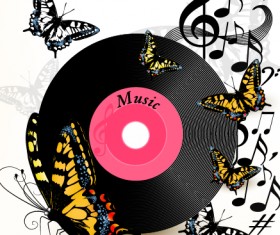 LP with music vector background 03