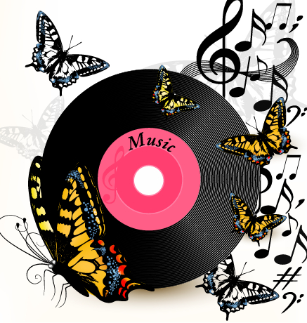 LP with music vector background 03