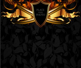 Luxury arms with badge labels background vector 01