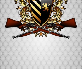 Luxury arms with badge labels background vector 02