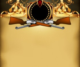 Luxury arms with badge labels background vector 04