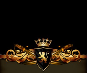 Luxury arms with badge labels background vector 05