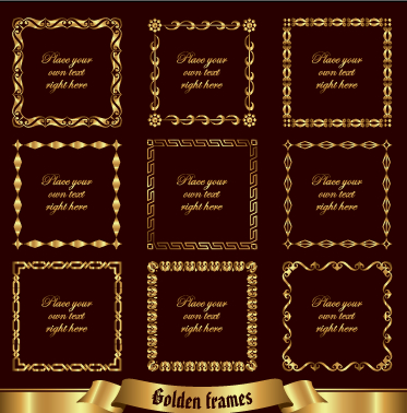 Luxury golden frames vector material