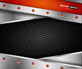 Metal honeycomb with chrome background vector 02