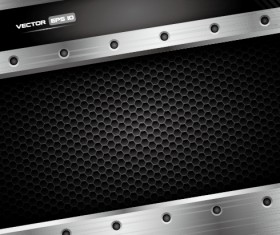 Metal honeycomb with chrome background vector 03