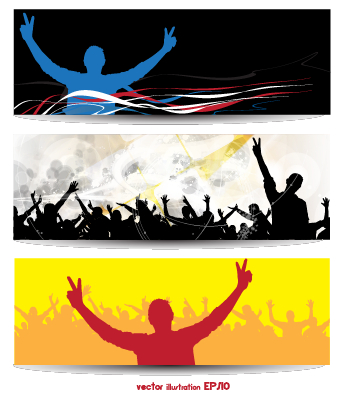 Music party creative banner vector graphics 04