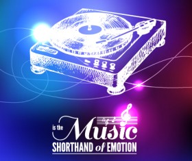 Neon light with music background vector 01