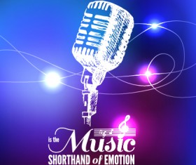 Neon light with music background vector 02