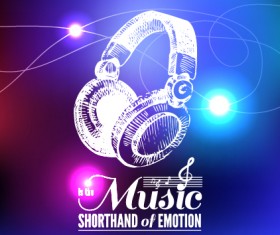 Neon light with music background vector 03