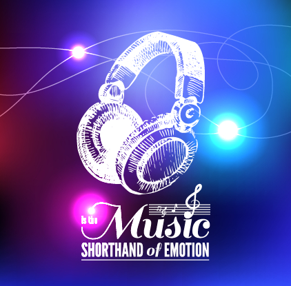 Neon light with music background vector 03