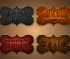Old leather labels design vector graphics 01