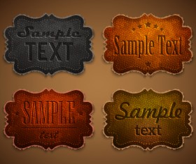 Old leather labels design vector graphics 02