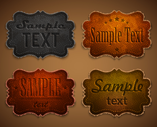 Old leather labels design vector graphics 02