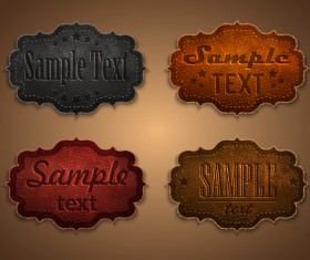 Old leather labels design vector graphics 03