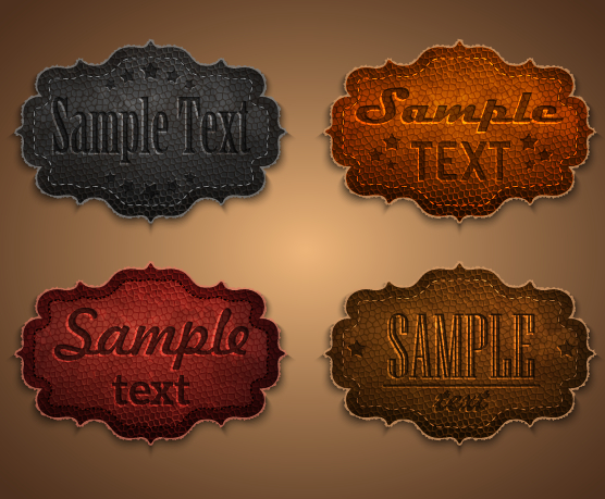 Old leather labels design vector graphics 03