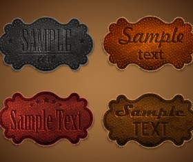 Old leather labels design vector graphics 04