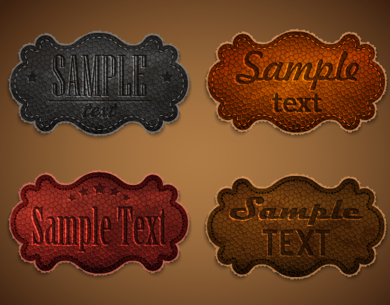 Old leather labels design vector graphics 04