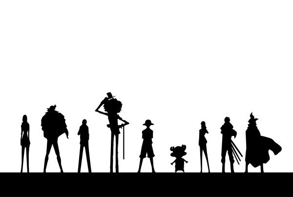 One Piece character silhouettes vector