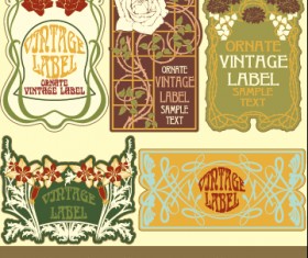 Ornate vintage labels creative vector set 01