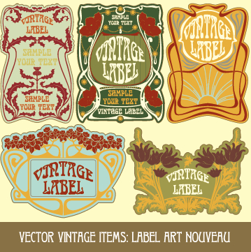 Ornate vintage labels creative vector set 02
