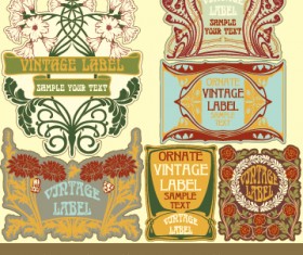 Ornate vintage labels creative vector set 03