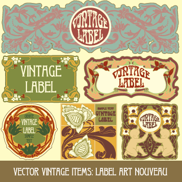 Ornate vintage labels creative vector set 04