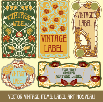 Ornate vintage labels creative vector set 05