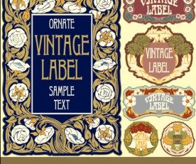 Ornate vintage labels creative vector set 06