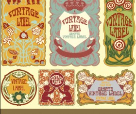 Ornate vintage labels creative vector set 07