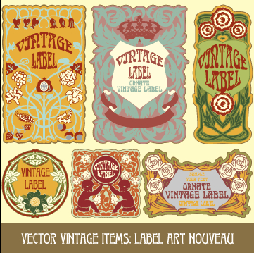 Ornate vintage labels creative vector set 07