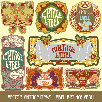 Ornate vintage labels creative vector set 08