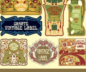 Ornate vintage labels creative vector set 09