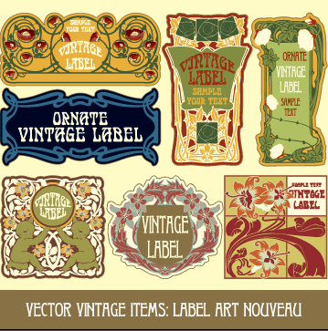 Ornate vintage labels creative vector set 09
