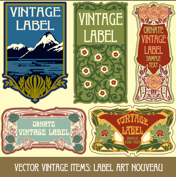 Ornate vintage labels creative vector set 10