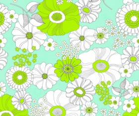 Outline flower seamless pattern vector