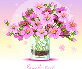 Pink flower with glass cup design vector