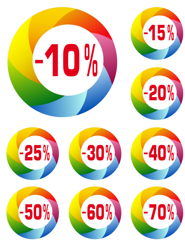 Promo colored labels design vector