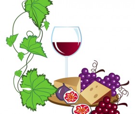 Realistic grapes and wine design vector 01