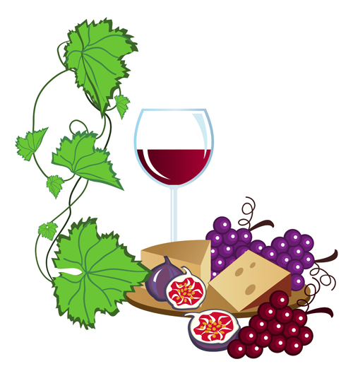 Realistic grapes and wine design vector 01