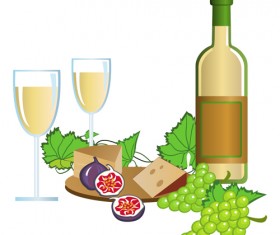 Realistic grapes and wine design vector 02