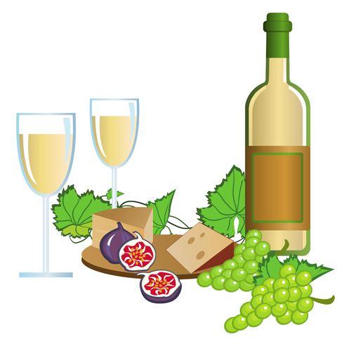 Realistic grapes and wine design vector 02