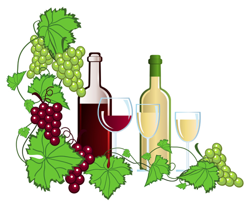 Realistic grapes and wine design vector 04