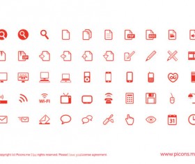 Red outline web icons