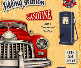 Retro auto service and repair poster vector 03