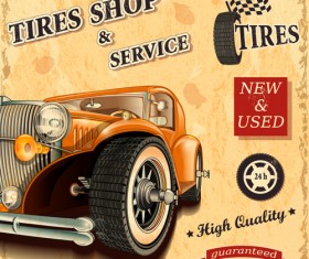 Retro auto service and repair poster vector 05
